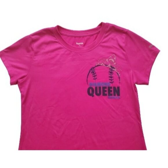 Reebok Girls Diamond Queen Pink Play Dry Crew Neck Short Sleeve T-Shirt L 12-14 - Picture 3 of 12